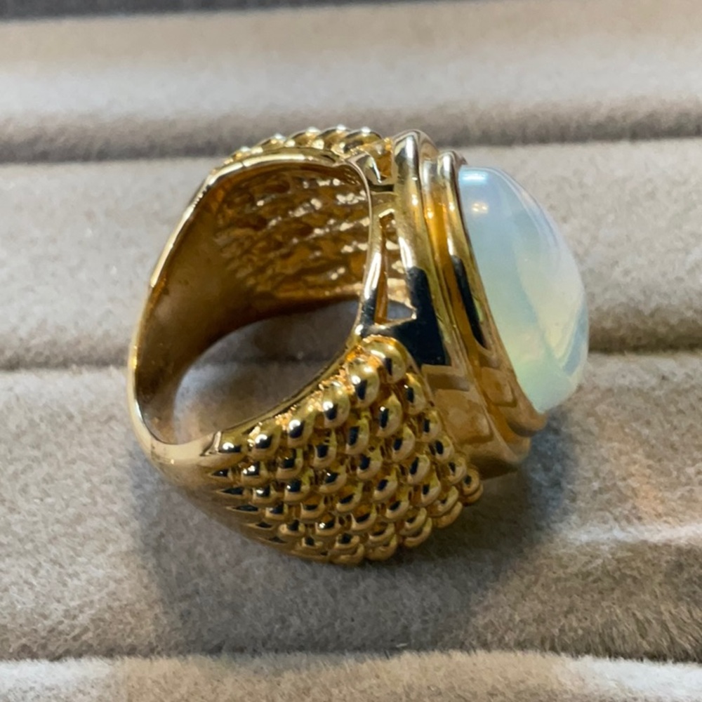 Elegant Gold Toned Sterling Silver Moonstone Ring - Picture 2 of 4